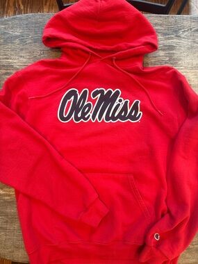 Champion Red Ole Miss Script Hoodie - unisex medium